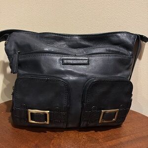 Stone Mountain shoulder / Crossbody bag  Leather Black  4 exterior pockets Excel